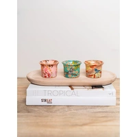 Aboriginal Art Handmade Glass Candle Holder Votive Gift Pack (3) - Dreamtime Symphony