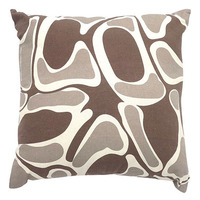 Outstations Aboriginal Art Cotton Canvas Cushion Cover - Bush Potato (Brown)