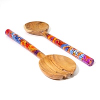 Better World Aboriginal Art Acacia Wood Giftboxed Salad Servers - Seven Sisters