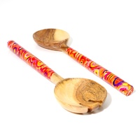 Better World Aboriginal Art Acacia Wood Giftboxed Salad Servers - Ramindjeri RUWI