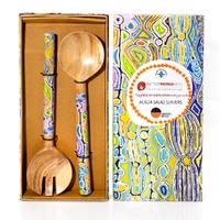 Better World Aboriginal Art Acacia Wood Giftboxed Salad Servers - Snake Vine