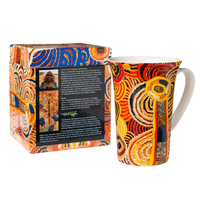 Papulankutja Aboriginal Arts Giftboxed Fine Bone China Mug - Multju (Mulga Country)