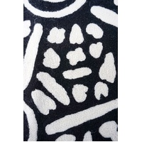 Aboriginal Art Handmade (3'x 2') Wool Rug (Chainstitched) (91cm x 61cm) - Water Dreaming