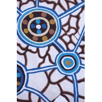 Aboriginal Art Handmade (3'x 2') Wool Rug (Chainstitched) (91cm x 61cm) - Migration Patterns