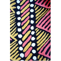 Aboriginal Art Handmade (3'x 2') Wool Rug (Chainstitched) (91cm x 61cm) - Jilamara