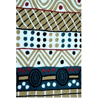 Aboriginal Art Handmade (3'x 2') Wool Rug (Chainstitched) (91cm x 61cm) - Jilamara [2]