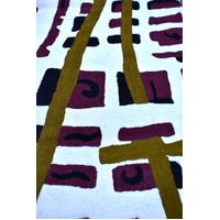 Aboriginal Art Handmade (3'x 2') Wool Rug (Chainstitched) (91cm x 61cm) - Rainbow Serpent