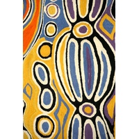Aboriginal Art Handmade (3'x 2') Wool Rug (Chainstitched) (91cm x 61cm) - Ngalyipi (Snake Vine 2)