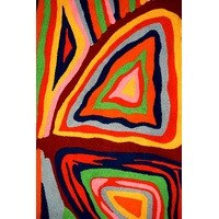 Aboriginal Art Handmade (3'x 2') Wool Rug (Chainstitched) (91cm x 61cm) - Mina Mina