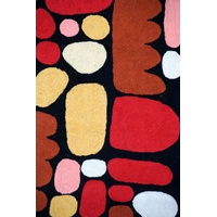Aboriginal Art Handmade (3'x 2') Wool Rug (Chainstitched) (91cm x 61cm) - Puli (Stones)