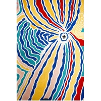 Aboriginal Art Handmade (3'x 2') Wool Rug (Chainstitched) (91cm x 61cm) - Wakirlpirri [Dogwood Tree]