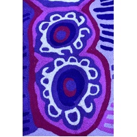 Aboriginal Art Handmade (3'x 2') Wool Rug (Chainstitched) (91cm x 61cm) - Two Dogs Dreaming