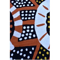 Aboriginal Art Handmade (3'x 2') Wool Rug (Chainstitched) (91cm x 61cm) - The Kulama Ceremony