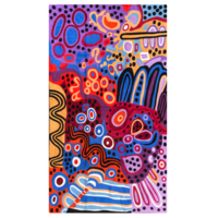 Aboriginal Art Handmade (8'x 5') Wool Rug (Chainstitched) (244cm x 152cm) - Two Sisters