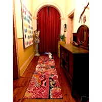 Aboriginal Art Handmade Wool Runner (Chainstitched) (76 x 304cm) - Dry Season on Country