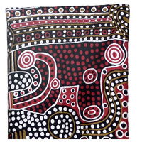 Aboriginal Art Handmade Wool Runner (Chainstitched) (76 x 304cm) - Two Women Camping