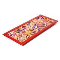 Better World Aboriginal Art Long Steel Platter [36x15cm] - Muthabaringga
