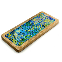 Better World Aboriginal Art Wooden Tray (31cm x 13cm)  - My Ngarrindjeri Country Dreaming