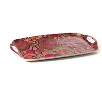 Warlukurlangu Aboriginal Art Melamine/Bamboo Large Serving Tray - Yankirri Jukurrpa (Emu Dreaming)