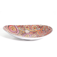 Better World Aboriginal Art - Stainless Steel Boat Bowl - Celebration of Life