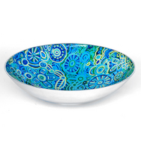 Better World Aboriginal Art - Stainless Steel Large Salad Bowl - Ngarrindjeri Country