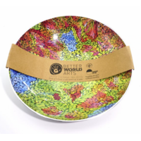Better World Aboriginal Art - Stainless Steel Large Salad Bowl - Waru (Bush Fire Dreaming)