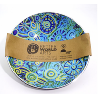 Better World Aboriginal Art - Stainless Steel Small Salad Bowl - Ngarrindjeri Country