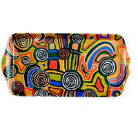 Jijaka Aboriginal Art (12) Long Melamine Scatter Tray - Billabong Camp [BOX 12]