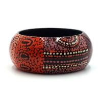 Better World Aboriginal Art Lacquered Bangle (4cm wide) - Seven Sisters [size: 67cm]
