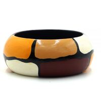 Better World Aboriginal Art Lacquered Bangle (4cm wide) - Puli Stones [size: 73mm]