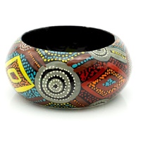 Aboriginal Art Lacquered Bangle (4cm) - Women's Dreaming [size: 71cm]