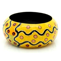 Aboriginal Art Lacquered Bangle (4cm) - Marsupial Mouse Dreaming