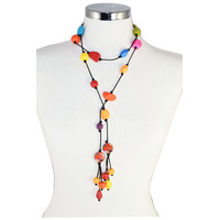 Yijan Aboriginal Art Long Beaded Necklace - Swamp Turtle