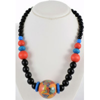 Jijaka Beaded Pendant Necklace (Black Beads) - Firestones