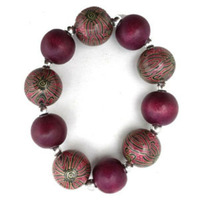 Yijan Aboriginal Art Beaded  Bracelet  - Women's Ceremony Yuendamu (Pink)