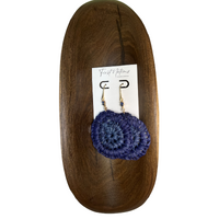 First Nations Fashionista - Handmade 55mm Drop Woven Drop Hook Earrings (Navy Blue with Stone Detail)