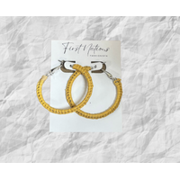 First Nations Fashionista - Handmade Large 4cm Woven Hoop Earrings (Yellow)