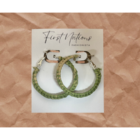 First Nations Fashionista - Handmade Medium 3cm Woven Hoop Earrings (Green)