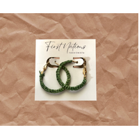 First Nations Fashionista - Handmade Medium 2.5cm Woven Hoop Earrings (Green)