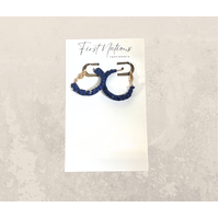 First Nations Fashionista - Handmade Small 2cm Woven Hoop Earrings (Blue)