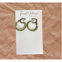First Nations Fashionista - Handmade Small 2cm Woven Hoop Earrings (Green)