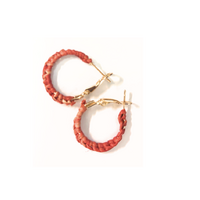 First Nations Fashionista - Handmade Small 2cm Woven Hoop Earrings (Orange)