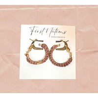 First Nations Fashionista - Handmade Small 2cm Woven Hoop Earrings (Rose)