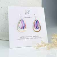 Moe Moe Design Silver Alloy Layered Outline Drop Earrings - Storytelling
