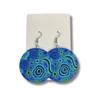 Windyigarn Aboriginal Arts Handmade Acrylic Earrings - Waterways (2) (4.5cms)