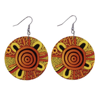 Windyigarn Aboriginal Arts Handmade Acrylic Earrings - Family Gathering (2cms)