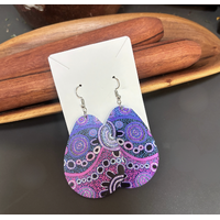 Windyigarn Aboriginal Arts Handmade Acrylic Earrings - Family Meeting Oval Shaped (6cms)