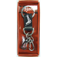 Yijan Aboriginal Art Vintage Boxed Black Leather Keyring- Kangaroo (Black)