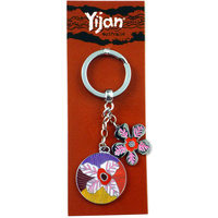 Yijan Aboriginal Art Boxed Keyring - Water Lillies & Charm [Design: Flower]