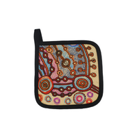 Patricia Fatt Aboriginal Art Pot Holder - Rocks and Waterholes